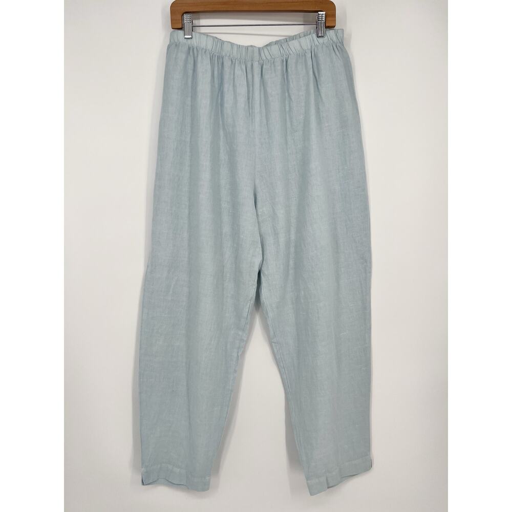 Mark & Mazie Linen Blend Pants Women Plus Size 1X Light Blue High Rise Crop USA
